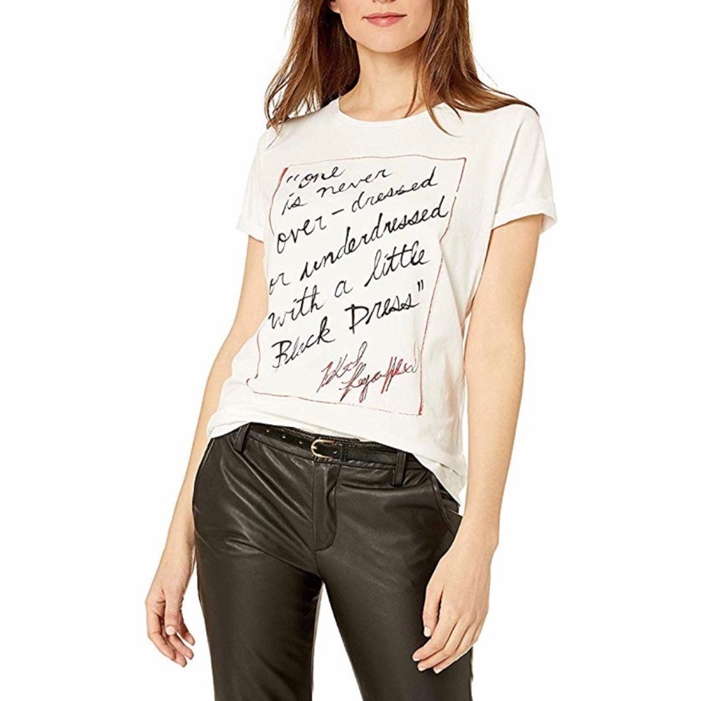 Karl Lagerfeld Paris Women’s Letters White Tee Size Large NWT